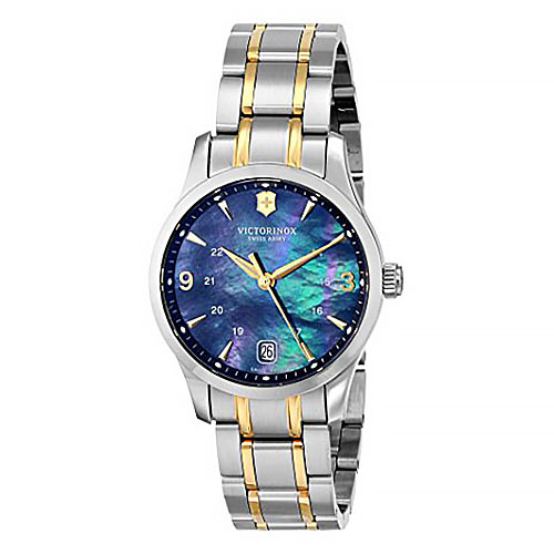 Victorinox Swiss Army 249064 Alliance Two Tone Blue Mop Mother Of Pearl Bracelet Watch 2600